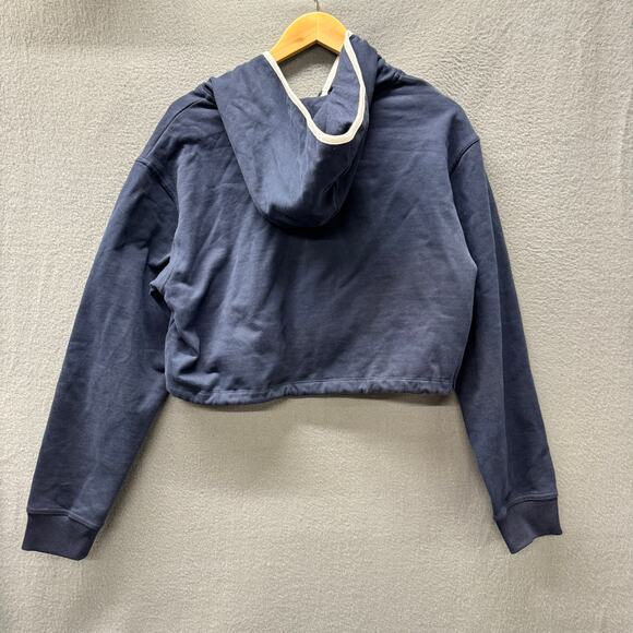 Tommy Hilfiger Hoodie Womens Large Blue 1/2 Zip Cropped Pullover Tommy Jeans NEW - Picture 3 of 10